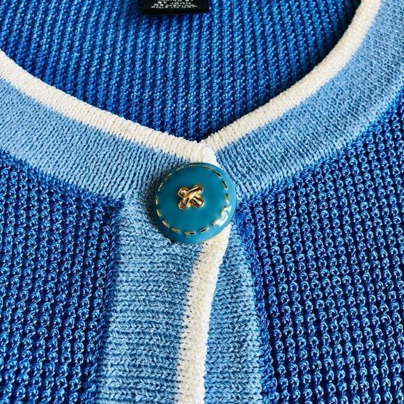 NWOT Vintage St. John Sport Light Blue 4 Pocket Button Up Cardigan - Picture 6 of 16